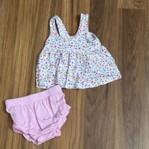 New Posh Peanut Baby Girls 0-3 Months Bubble Pants Tank Shirt Outfit Pink Floral
